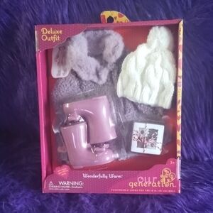 Our Generation Cozy Pink and White Doll Outfit Set